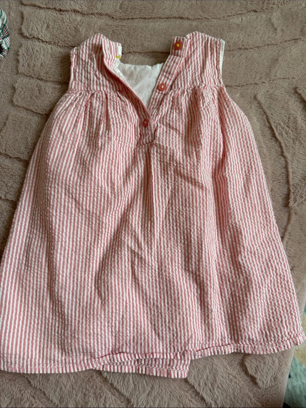 Baby Boden Pink & White Striped Dress with Yellow Chick Appliqués